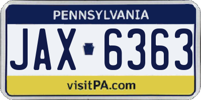 PA license plate JAX6363