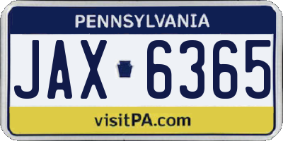PA license plate JAX6365