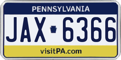 PA license plate JAX6366