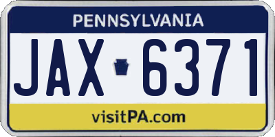PA license plate JAX6371