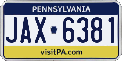 PA license plate JAX6381