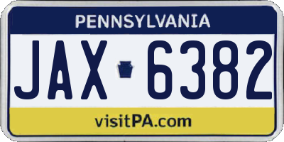PA license plate JAX6382