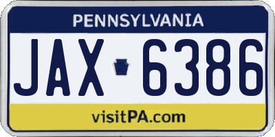 PA license plate JAX6386