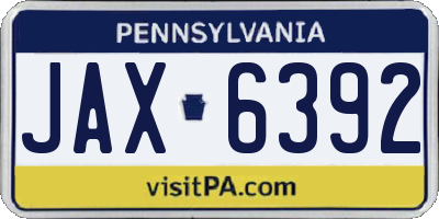 PA license plate JAX6392