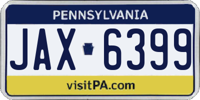 PA license plate JAX6399