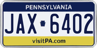 PA license plate JAX6402