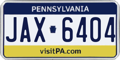 PA license plate JAX6404