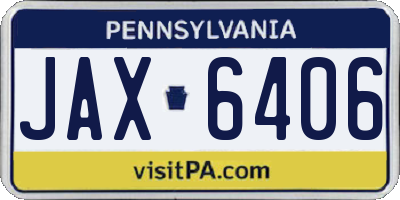 PA license plate JAX6406
