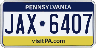 PA license plate JAX6407