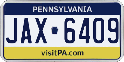 PA license plate JAX6409