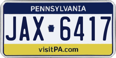 PA license plate JAX6417