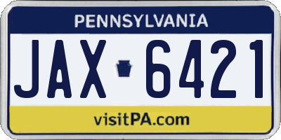 PA license plate JAX6421