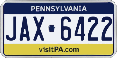 PA license plate JAX6422