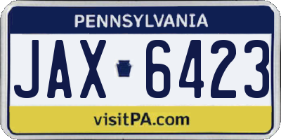 PA license plate JAX6423
