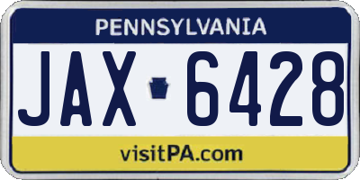 PA license plate JAX6428