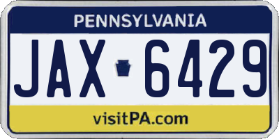PA license plate JAX6429