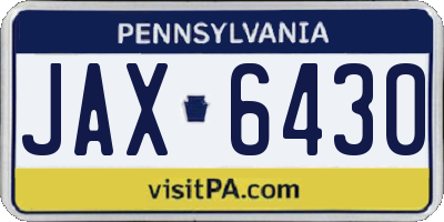 PA license plate JAX6430