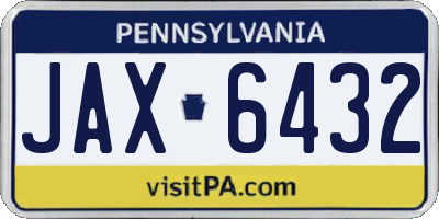 PA license plate JAX6432