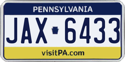 PA license plate JAX6433