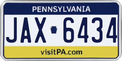 PA license plate JAX6434