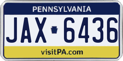 PA license plate JAX6436