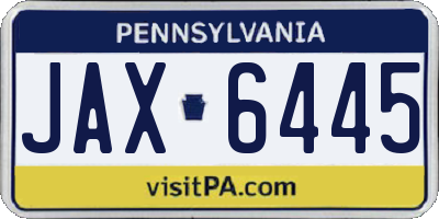 PA license plate JAX6445