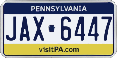 PA license plate JAX6447