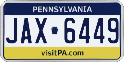 PA license plate JAX6449
