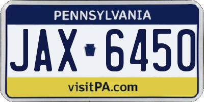 PA license plate JAX6450