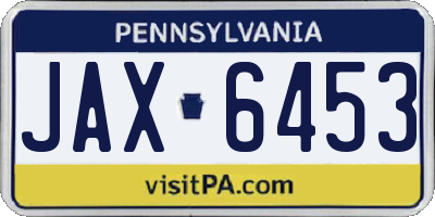 PA license plate JAX6453