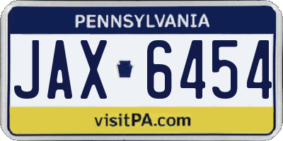 PA license plate JAX6454