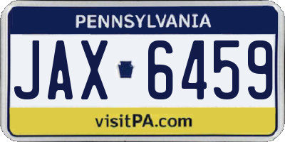 PA license plate JAX6459