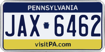 PA license plate JAX6462