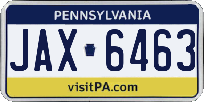 PA license plate JAX6463