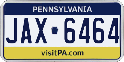 PA license plate JAX6464