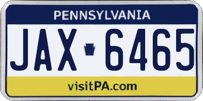 PA license plate JAX6465