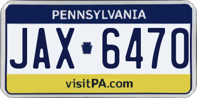 PA license plate JAX6470