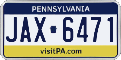 PA license plate JAX6471