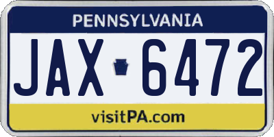 PA license plate JAX6472