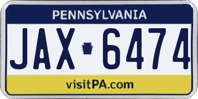 PA license plate JAX6474