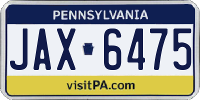 PA license plate JAX6475