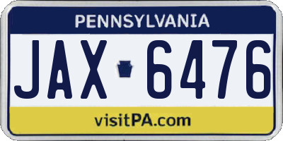 PA license plate JAX6476