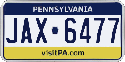 PA license plate JAX6477