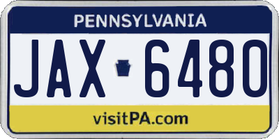 PA license plate JAX6480