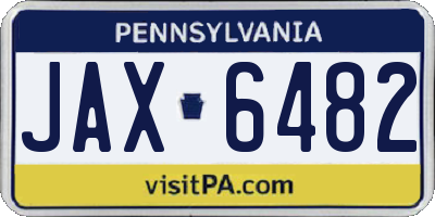 PA license plate JAX6482