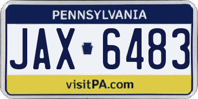 PA license plate JAX6483