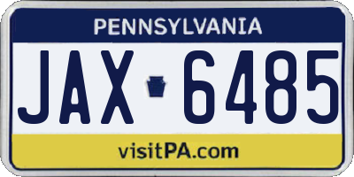 PA license plate JAX6485
