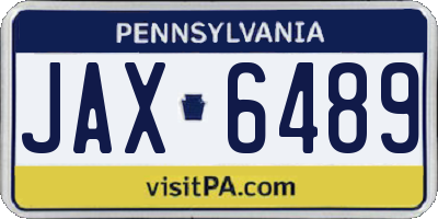PA license plate JAX6489