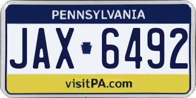 PA license plate JAX6492