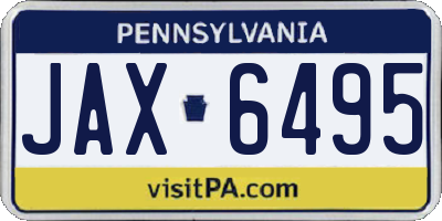 PA license plate JAX6495